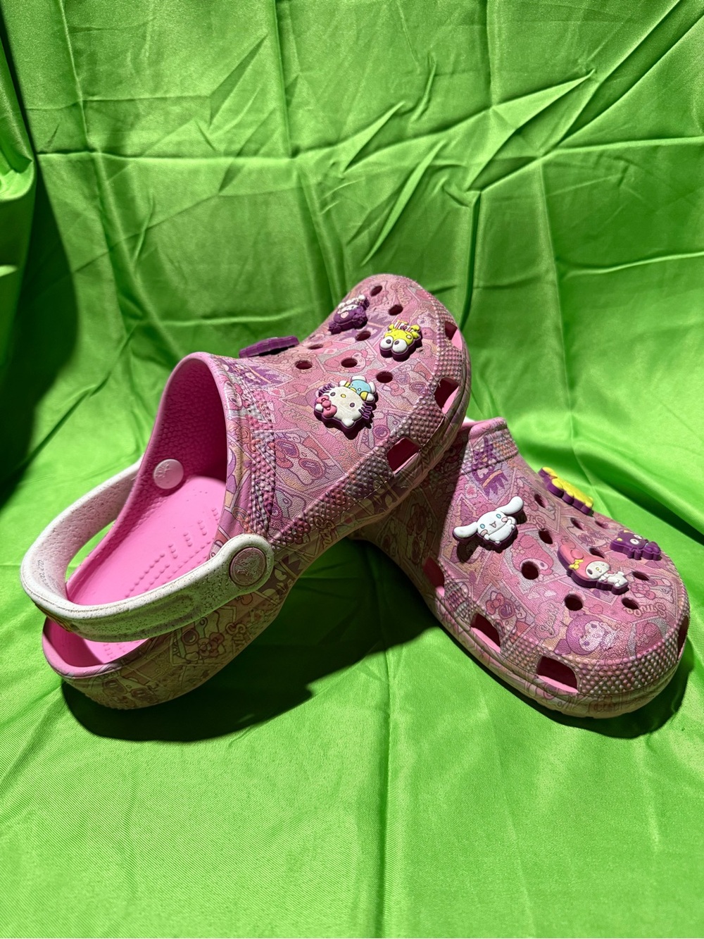 CROCS Kids Pink Printed Clogs with Cute Character Charms